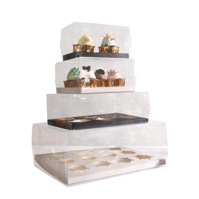 China Recyclable Clear Long Muffin Cupcakes Box Mini 6 Transparent Cupcake Boxes With Window For Cup Cake Cakes And Cupcakes Box for sale