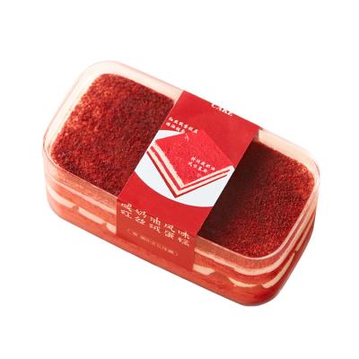 China Recyclable Red Velvet Cake Dessert Box Gift Dessert Packaging Box 280ml Rectangular Clear Plastic Box for sale