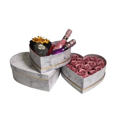 China Best Selling Recyclable Heart Shape Sets Marble Flower Rose Box Gift Packaging Box for sale