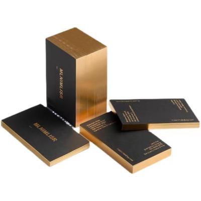 China Trendy Make Custom Luxury Black Gold Foil Recycled Business Card Printing With Gold Border / Edge for sale