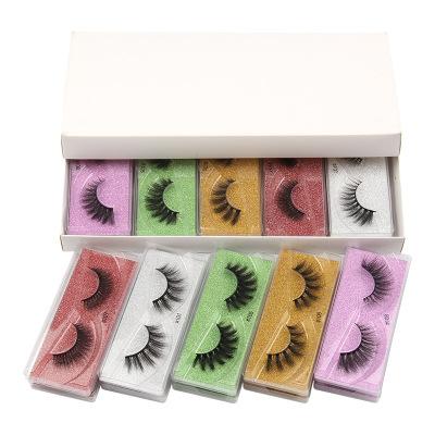 China Natural Imitation 3D Mink Hair Eyelashes 10 Pairs Set Color Base Card Mixed With Natural False Eyelashes for sale