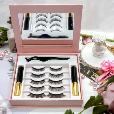 China Queenabeauty Good Quality 2 Magnetic Private Label False Eyelashes Magnetic Eyelashes With Magnetic Eyeliner Eyelash Set for sale