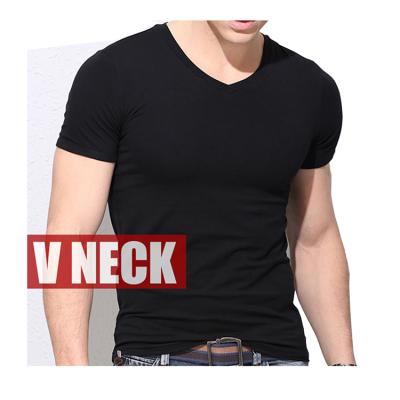 China 2018 New Men's Summer Shorts T-shirt Anti-Shrink Style Cotton V Collar Sleeve Slim Fit T-Shirts Anti-Shrink for sale