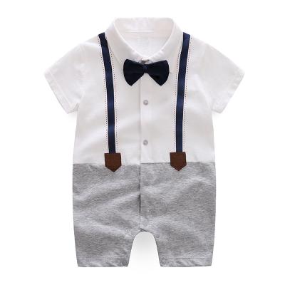 China Baby Romper Baby Boy Summer Newborn Baby Clothes 100% Cotton Romper With Short Sleeves For Gentleman Style Clothes for sale