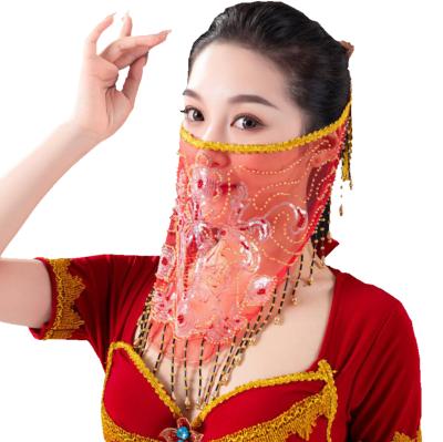 China Newest Fashion Exquisite Sequin Head Face Veil With Beaded Tassel for sale