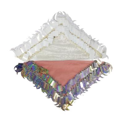 China Crochet Pearl Sequin Hot Selling Organza Square Handkerchief Scarf For Wedding Bride for sale