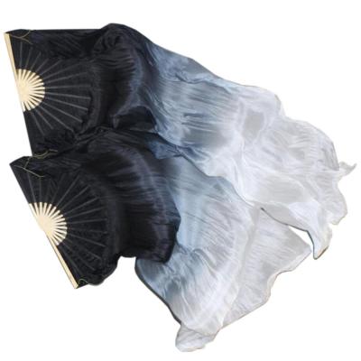 China Soft Synthetic Accessories Hot Sale Black & Gray &White Dance Training Fan Veil For Belly Dance for sale