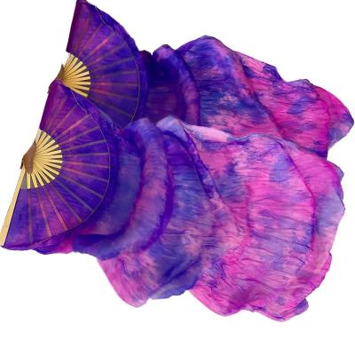 China Chinese Light Veil Silk Belly Dancing Charemeuse Fan Tie Dye Hand Made Colore for sale