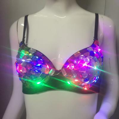 China Automatic accessories change color safe led light bra for club dance performance bra for sale