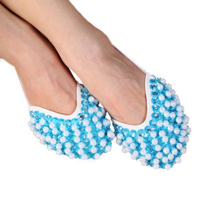 China Handmade Exquisite Embroidered Pearl Sequins Half Yoga Ballet Dance Practice Shoes for sale