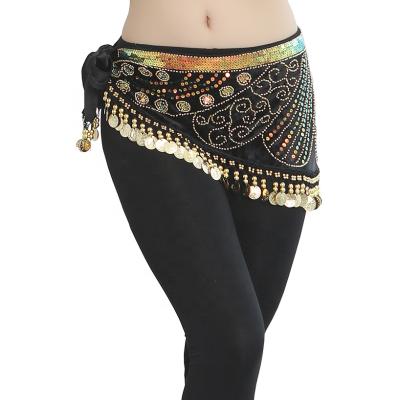 China New Women's Gold Coins Belly Dancing Scarf Velvet Belly Dancing Hip Belts Cheap Belts for sale