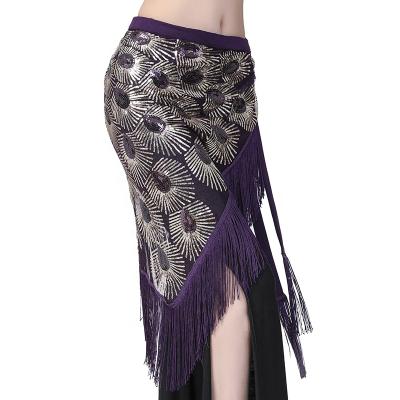 China 2021 Comfortable Newest Fringe Fushion Tribal Belly Dance Sparkly Triangular V Scarf for sale