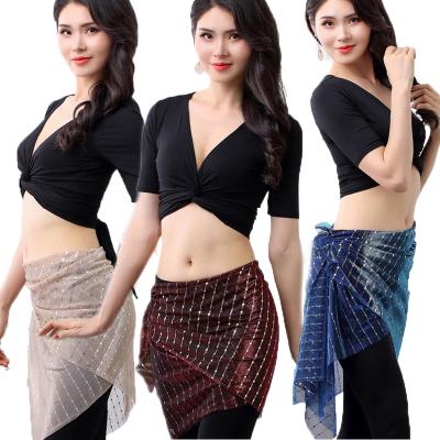 China Sets Sparkling Sequin Hip Skirt Scarf For Belly Dance Performance Training Wear for sale