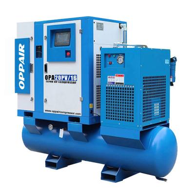 China Lubricated special design 220v 11kw 15hp 9bar screw air compressor with dryer 16 Mpa air compressor for sale