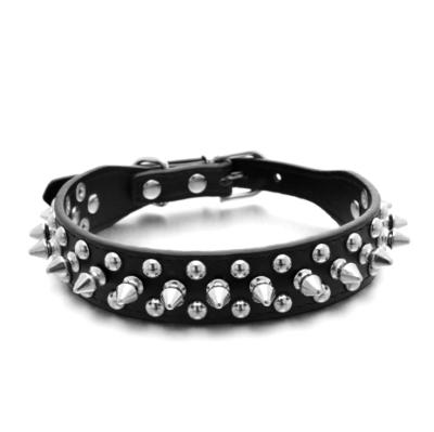 China Durable Adjustable PU Leather Pet Collars Studded Rivet Studded For Cats Puppies for sale