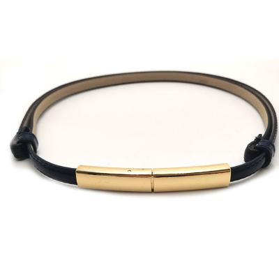 China PU Fashion Skinny PU Belt With Button Buckle For Woman for sale