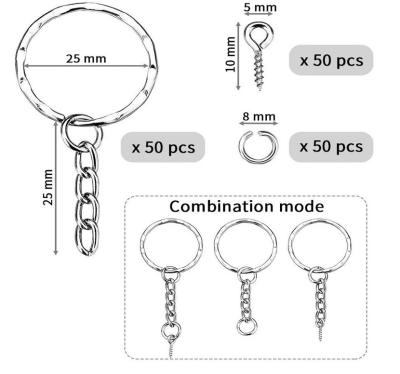 China Iron Wholesale Luxury Metal Key Ring Slot O Ring Key Chain Rings With Chain 50 Pcs/set for sale