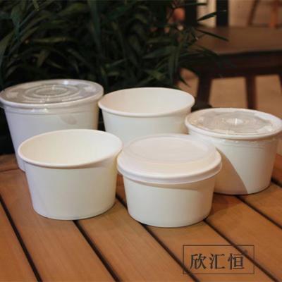 China Eco Friendly Biodegradable Sandwich 100 Food Wrapping Cup Bowl Salad Bowl With Lid PLA PE Around Disposable Kraft Paper Gsm Brown Liner for sale