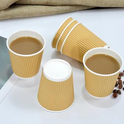 China Disposable Paper Cup Compostable Paper Cups For Sale Ripple Disposable Wallpaper Cup With Lids Cover for sale