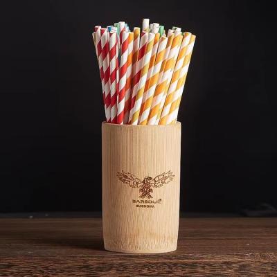 China Disposable Drinking Accessories Wrapping Paper Straw Wrapped Biodegradable Disposable Bamboo Wrapping Drinking Straws for sale