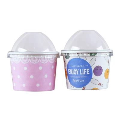 China 4oz Disposable Paper Bowl Disposable Ice Cream Cup With Lids Kraft Paper Bowl Customization Printing Logo Salad Bowl With Lids for sale