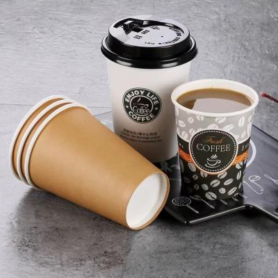 China Free Design Customized Disposable Single Wall Disposable Hot Coffee 12oz 14oz 16oz 22oz Kraft Paper Cup Paper Cup for sale