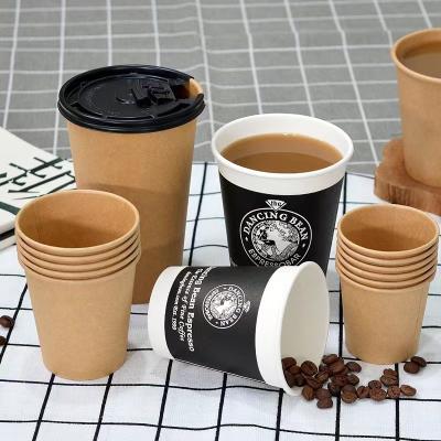 China Free Design Customized Disposable Single Wall Disposable Hot Coffee 12oz 14oz 16oz 22oz Kraft Paper Cup Paper Cup for sale