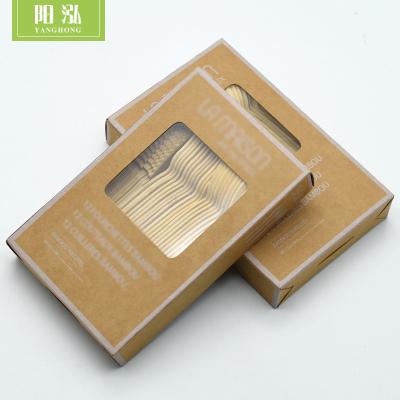 China Eco-friendly Disposable Spoon Biodegradable Disposable Cutlery Bamboo Cutlery Set Knife Fork Bamboo Spoon for sale