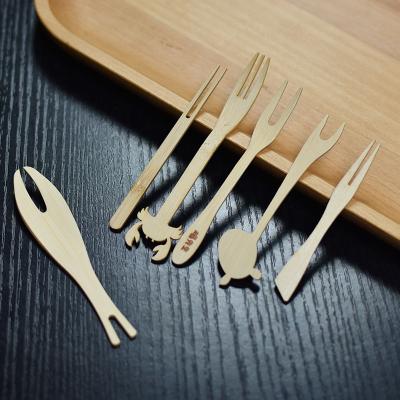 China Mini Disposable Disposable Bamboo Cutlery Fork Spoon For Cake Customized Shape Acceptable for sale