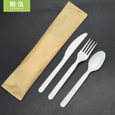 China Plant Direct Viable CPLA 7 Inch Biodegradable Compostable Disposable Cutlery Set Eco-Friendly for sale