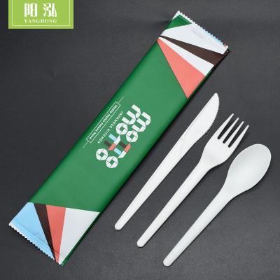 China 6 Inch Compostable Knife Fork Spoon Eco-Friendly Disposable CPLA In OEM Paper Bag for sale