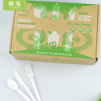 China Amazon Sustainable 7 Inch Eco-friendly PLA Cutlery Set In Box 300pcs Customized Design for sale