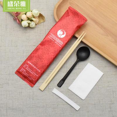 China KOREAN Eco-friendly Fast Food Cutlery Set With Chopsticks&Toothpick&Spoon&Tissue Customized Logo for sale