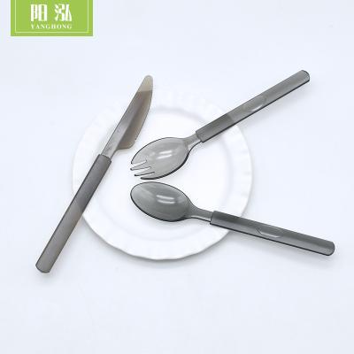 China Factory disposable high quality hard plastic eco-friendly biodegrada western style 7 inch heavy disposable plastic cutlery set for sale