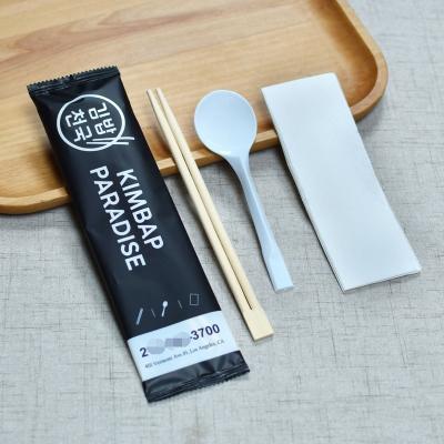 China Disposable Cutlery Individually Wrapped Plastic Disposable Chopsticks Spoon Logo Disposable Flatware Set Customized For Restaurant for sale