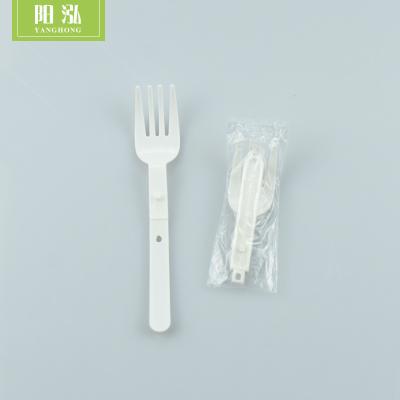 China High quality disposable white plastic folding fork for cake, pie, noodle for sale