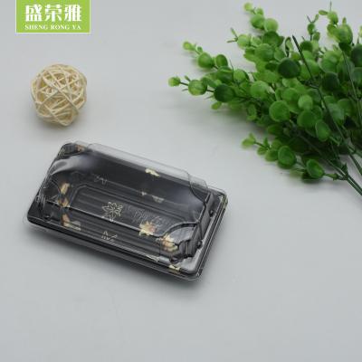 China Disposable Mini Sushi Plastic Dish Take Out Container With Lid for sale