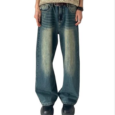 China Vintage High Street Sense Design QUICK DRY Distressed Straight Jeans Mens Loose Casual Soft Pants Wholesale for sale