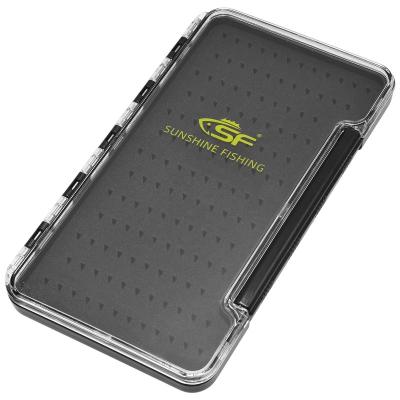 China Ultra-thin Fly Fishing Accessories Storage Bait Storage Customized Black Foam Pocket Fly Magnetic Plastic Waterproof Fishing Box Small for sale