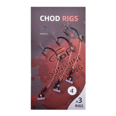 China Ready Tied CHOD Rigs Barbless Size 8 Ring Swivel with 3pcs/pack Simulation Fish Fluorocarbon Long String Connecting Line for sale