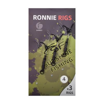 China Ronnie Rig Tied Ready /Spinner Rig Barbed and Barbless Line Tackle#4 6 Ring 8 Ring Carp Fishing Hook 8 3pcs/pack Ronnie Rig for sale