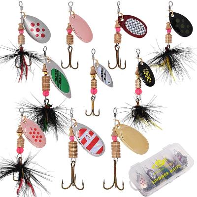 China Fishing Lure Spinner Groundbaits For Bass Fishing Trout Salmon Hard Metal Spinnerbaits Kit With Lure Boxes #Type C 10pcs SBC002A for sale