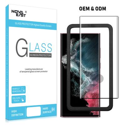 China New Arrival 2.5D Silk Printing Full Coverage Glue Tempered Glass Screen Protector High Quality Mobile Phone Silk For Samsung Galaxy S22 S22 Plus Ultra for sale