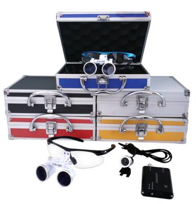 China High Quality GLASS Dental Binocular 3.5X Loupe With LED Medical Headlight for sale