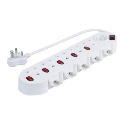 China Convenient Safety South Africa Type Power Plug Housing PP Materials 11 Way Power Strip With Switch for sale