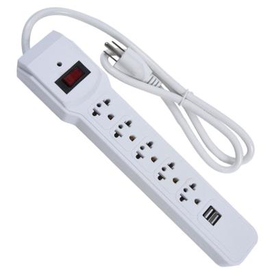 China New USA Universal Standard Wall Mount Surge Protector Easy Installation Power Strip With 2 USB Ports 5 Way Outlet Extension Plug Charging Socket for sale