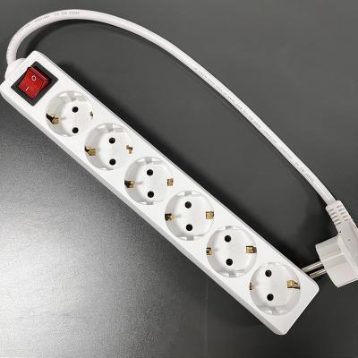 China Easy Installation EU Round Universal Pin Power Lead 6 Ways Extension Socket, Main Extension Leads, Power Strip for sale