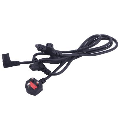 China Cold Flexible Extension Cord Power Plug 4 UK C13 Plug For Computer Custom Length Extension Cord for sale