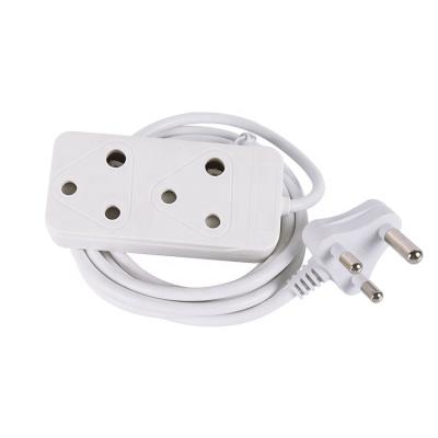 China Residential / General Purpose South African Type Plug And Socket With Extension Power Cord 2 Outlets 16A for sale