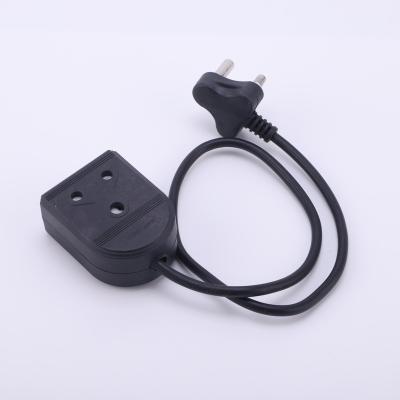 China Convenient 16A 250V South Africa Double Side Outlet Extension Cord With Plug For Computer for sale